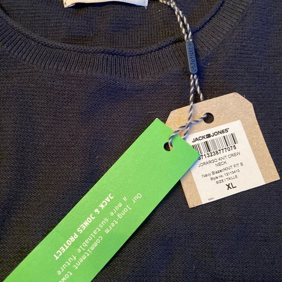 Light Knitted Sweater Navy Blue Jack & Jones NEW! - Picture 2 of 3